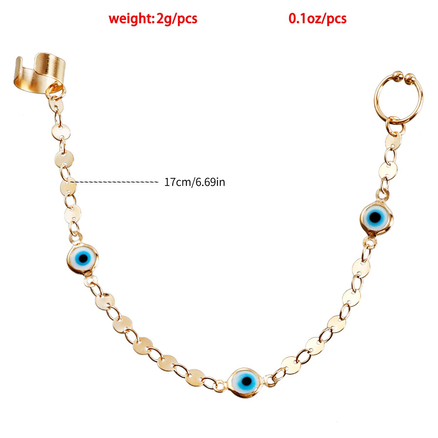 Picture of European and American Cross-border Jewelry Simple Single Layer Devil's Eye Chain Perforation-free Nose Decoration Temperament Personalized Nose Spike Nose Ring for Women
