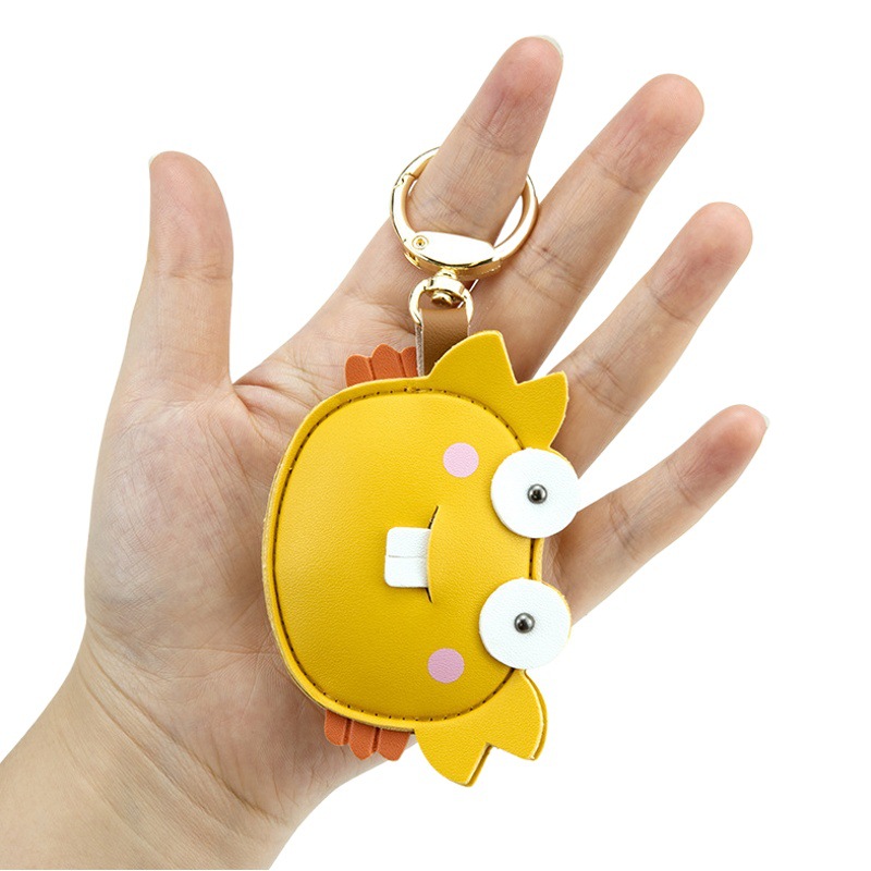 Eight buck teeth key chain small fresh access card leather case airtag anti-lost key pendant creative small gift
