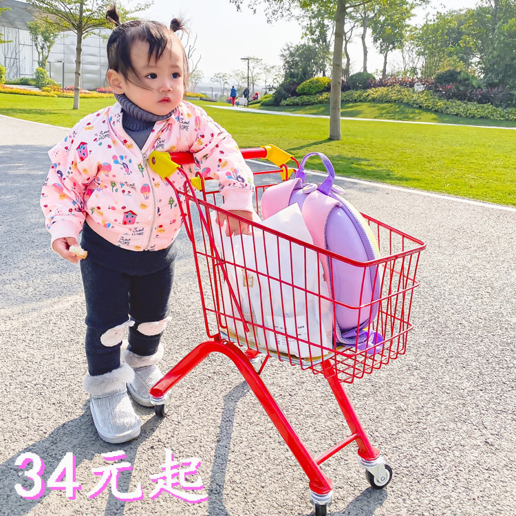 Picture of Children's shopping cart baby toy snack cart supermarket small iron cart play house hand push storage cart can be sent on behalf
