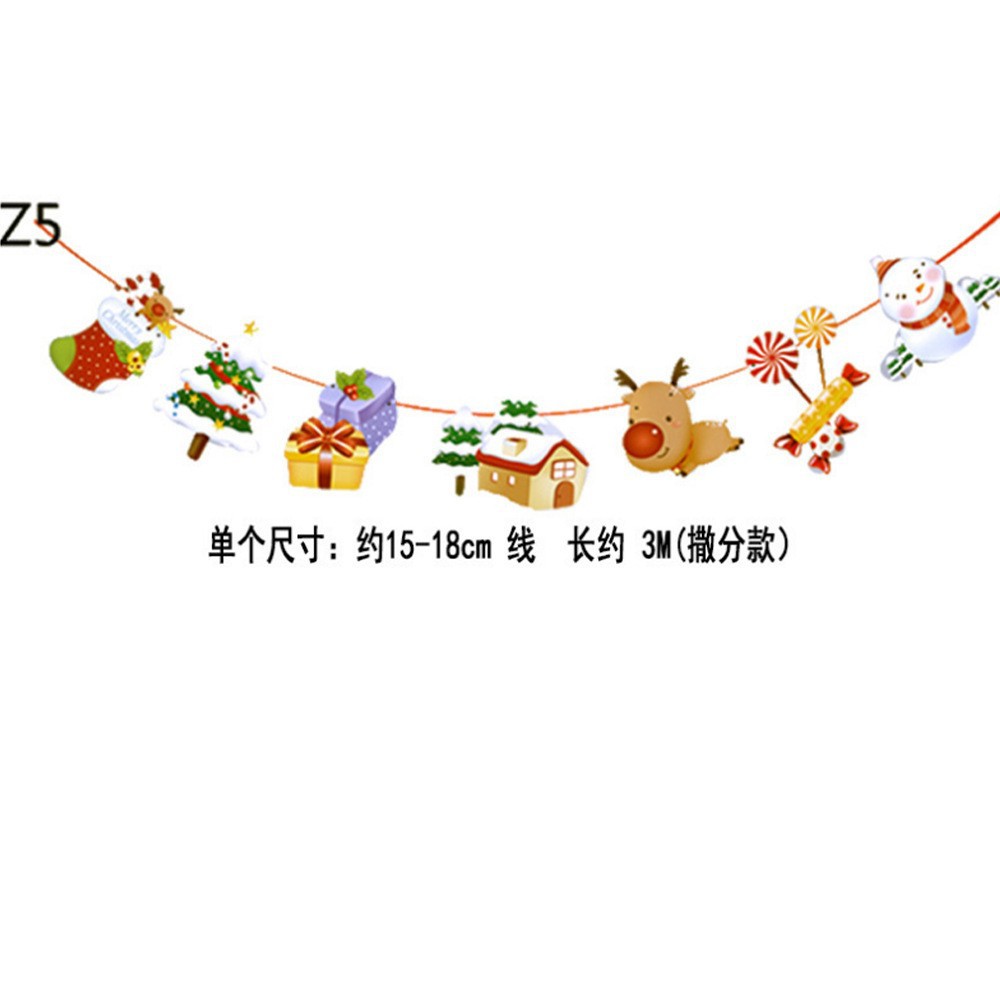 Picture of Christmas Decorations Christmas Pull Flag Hanging Flag Holiday Banner Party Decoration Paper Cartoon Christmas Pull Flower String Flag