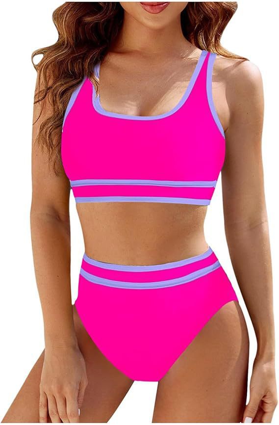 Picture of 2025 bikini new color matching sports style sexy split cross-border AliExpress high waist vest swimsuit wholesale