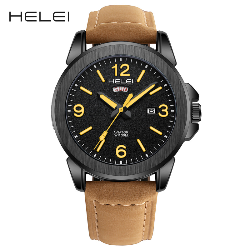 AliExpress new original brand HELEI men's watch waterproof quartz watch luminous a generation of hair
