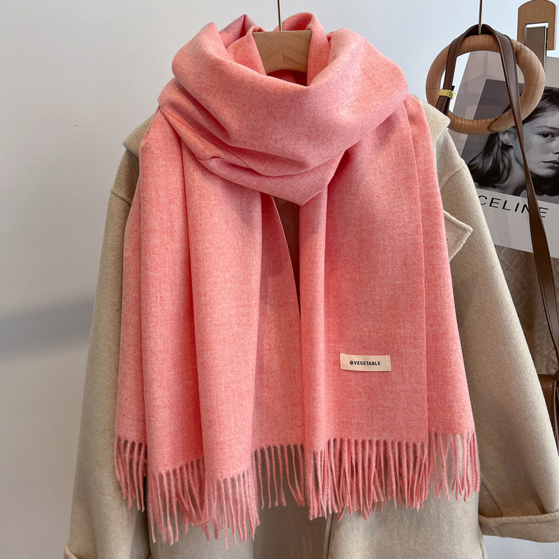 Picture of Blue Imitation Cashmere Scarf for Women 2025 New Winter K-Style Thickeneded Light Blue Scarf Versatile Dual-Use Shawl