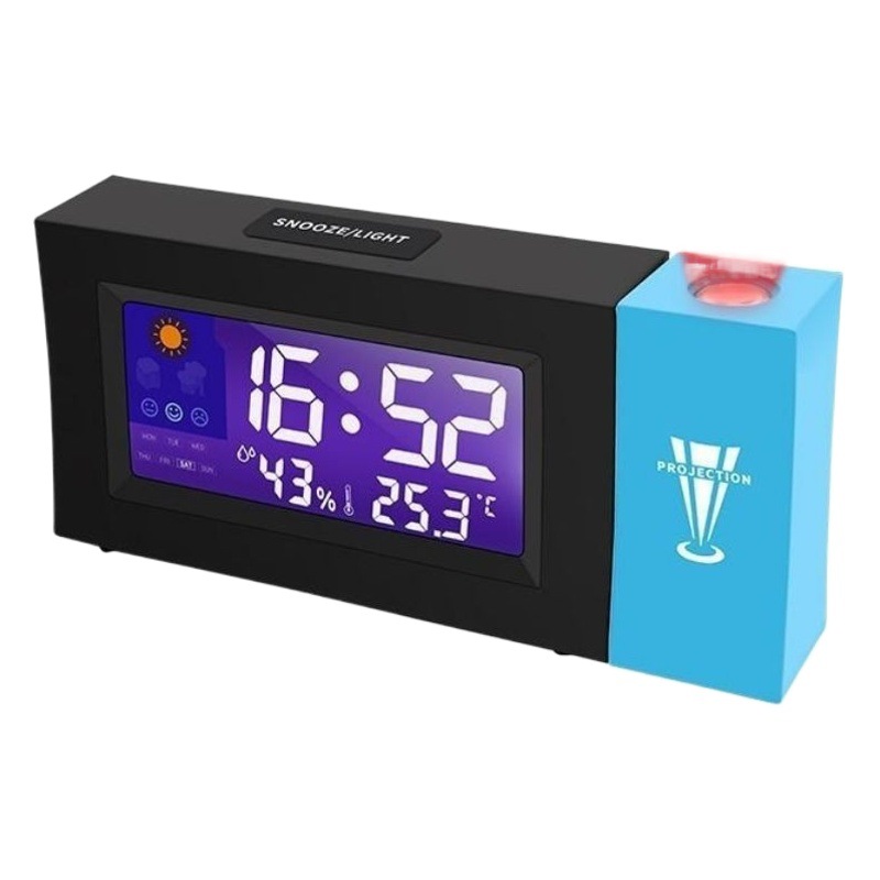 New multi-functional projection alarm clock LCD creative weather clock digital clock backlight sound control light sensing electronic clock