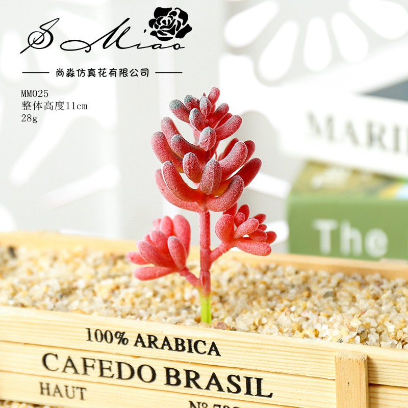 Picture of 006 Flocked Red Series Succulents Creative DIY Supplies Accessories Factory Direct Supply Wholesale Artificial Green