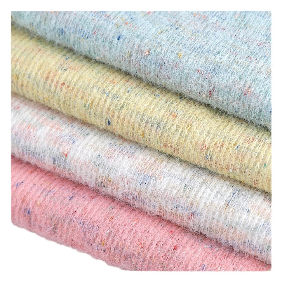 Rainbow Dot Knitted Woolen Cloth Segmented Dyeing Thick Needle Rainbow Strip Fabric Lucky Star Autumn and Winter Cloth Small Fragrant Style Cloth