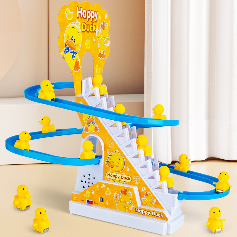 Picture of Children's Little Yellow Duck Climbing Stairs Educational Electric Track One Year Old Girl Boy Baby Toy Slide