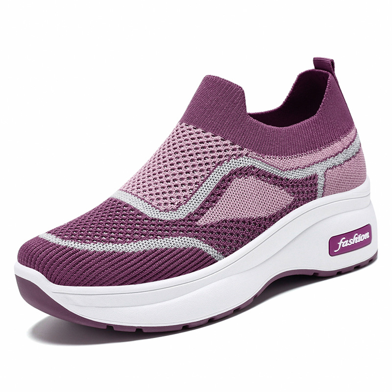 Picture of Women's Shoes, New Autumn Style, Thick-Soled Casual Shoes, Soft-Soled Comfortable Height-Increasing Shoes, Versatile Single Shoes, Fly-Knit Breathable Mesh Shoes