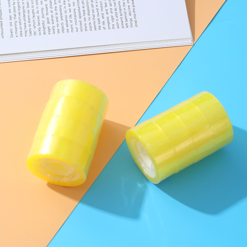 Manufacturer Wholesale Transparent Yellow Small Roll Tape Office Tape Small Student High Transparent Tape Transparent Tape
