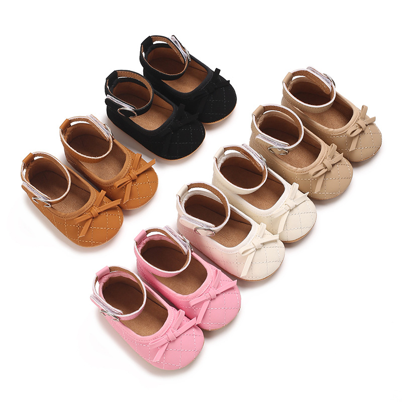 Spring and Autumn New 0-1 Year Old Baby Girl Cute Bow Soft-soled Princess Shoes Toddler Shoes