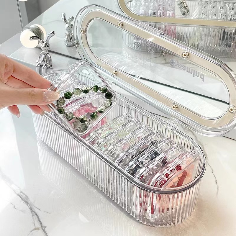 Picture of Handstring Storage Box Transparent Acrylic Crystal Beaded Bracelet Special Sealed Box Anti-oxidation Portable Jewelry Box
