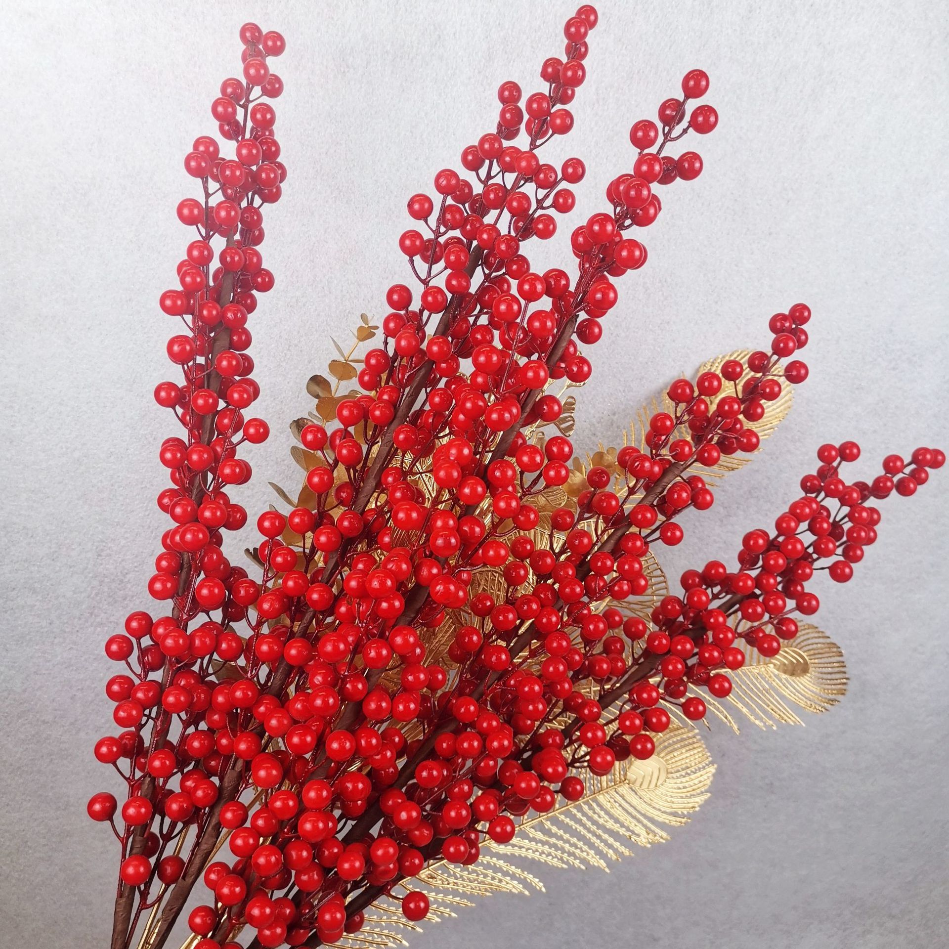 Picture of Source Factory Fortune Fruit Holly Fruit Christmas Red Fruit Home Living Room Decoration Wedding Celebration Ornaments Holly Fruit