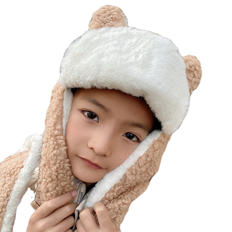 Picture of Children's Cat Ears Lei Feng Hat Women's Cute Autumn and Winter Cycling Windproof Hat Winter Warm Cotton Hat for Primary School Students