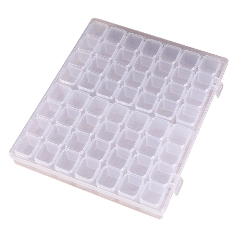 Nail drill box non-leaking Diamond transparent nail jewelry box Diamond box 56 grid small accessories nail storage box wholesale