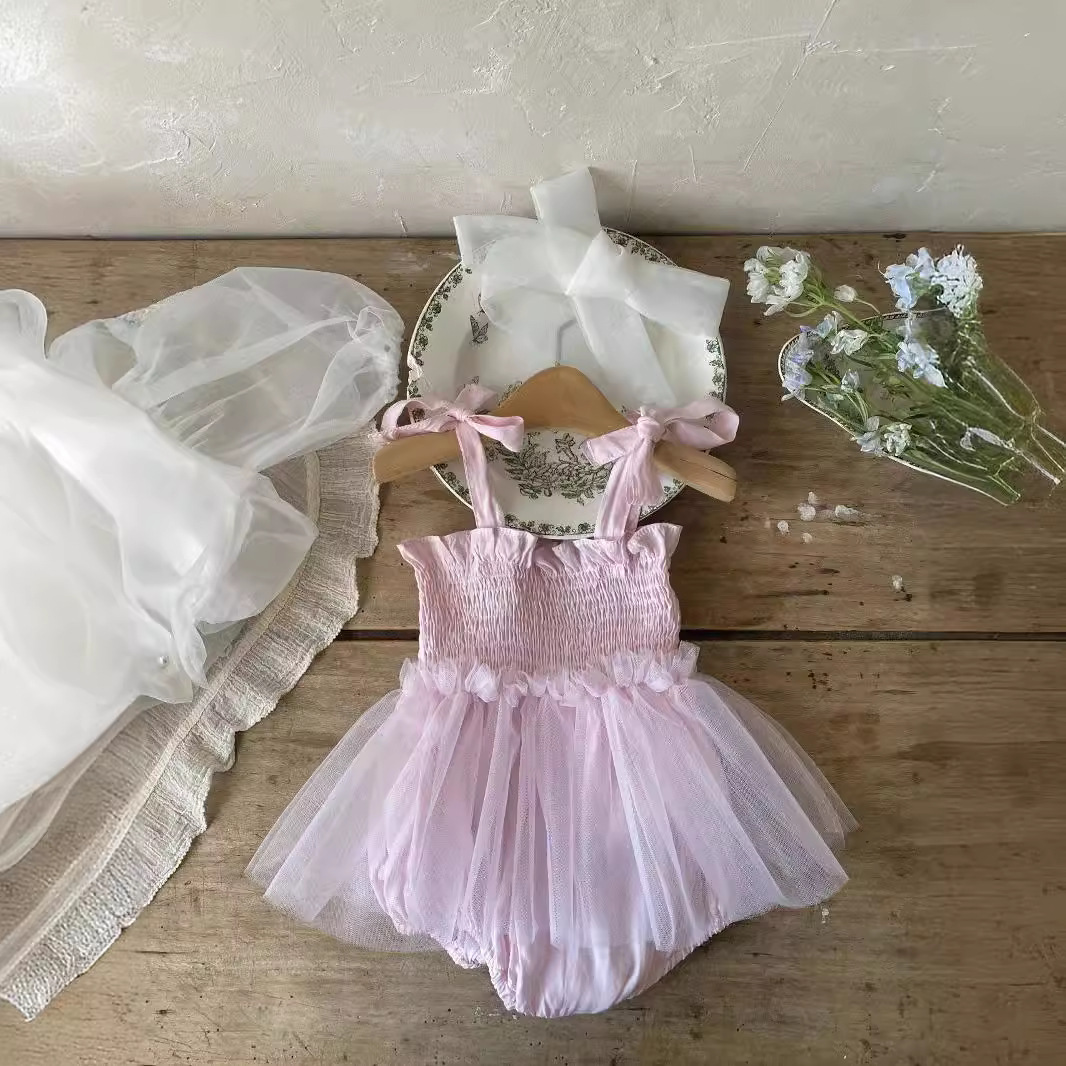 Picture of Ins Korean-style Summer New Baby Sling One-piece Dress Baby Mesh Dress Newborn One Hundred Days Princess Dress