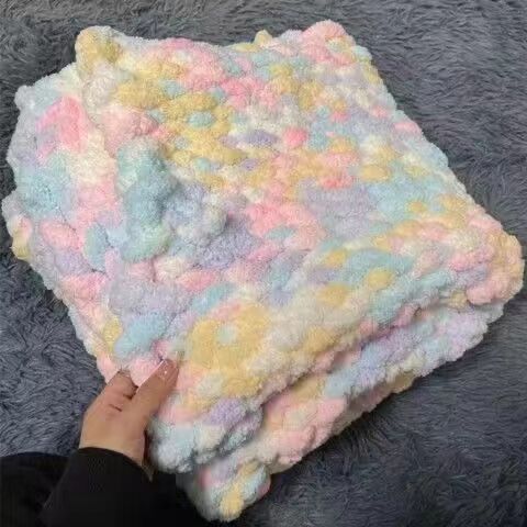 Finger woven rainbow candy blanket material package blanket quilt handmade diy woven scarf for male girlfriend girlfriends