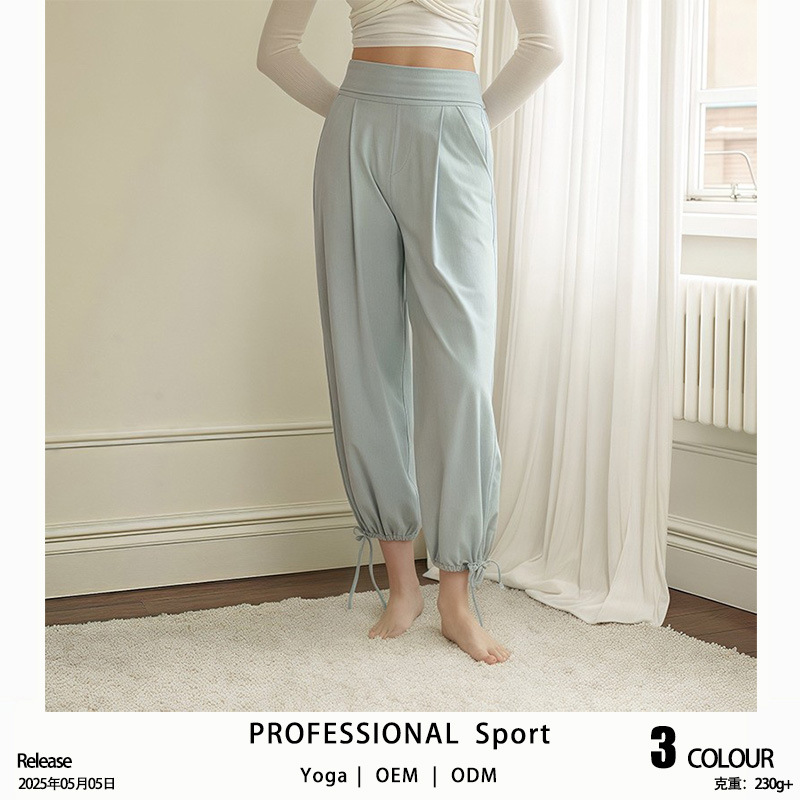 2025 Spring New Yoga Trousers Women's Solid Color Loose Casual Fitness Pants Dance Pilates Running Pants