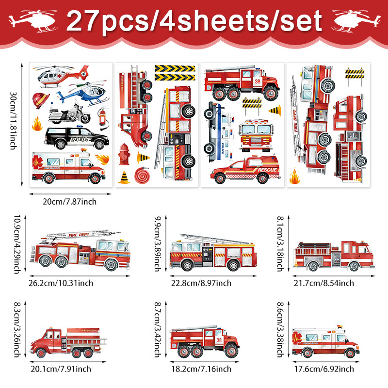 Picture of Cross-border Car Wall Stickers Watercolor Cartoon Vehicles Home Bedroom Kindergarten Children's Room Decoration Wall Stickers