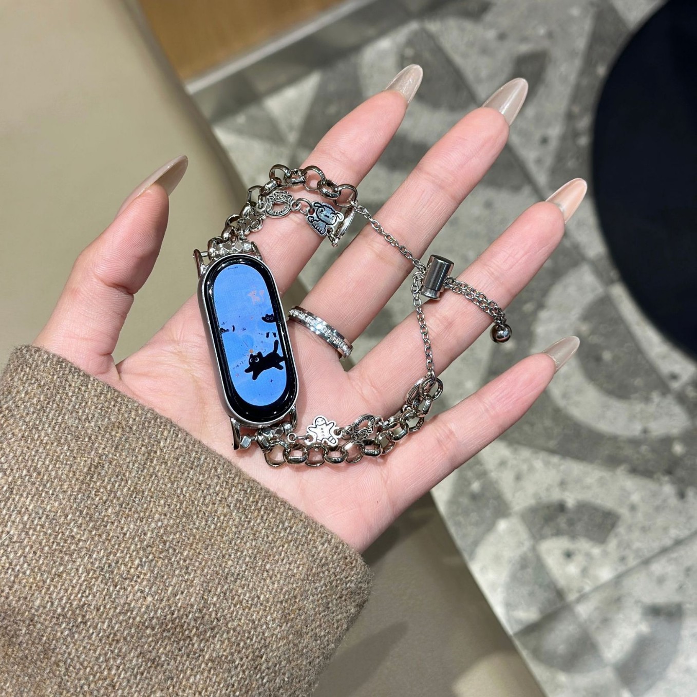Suitable for Xiaomi Mi Band 9 Watch Strap Cute Puppy Chain Metal Watch Strap 9Pro/8/7/Watch4/5 Redmi Women