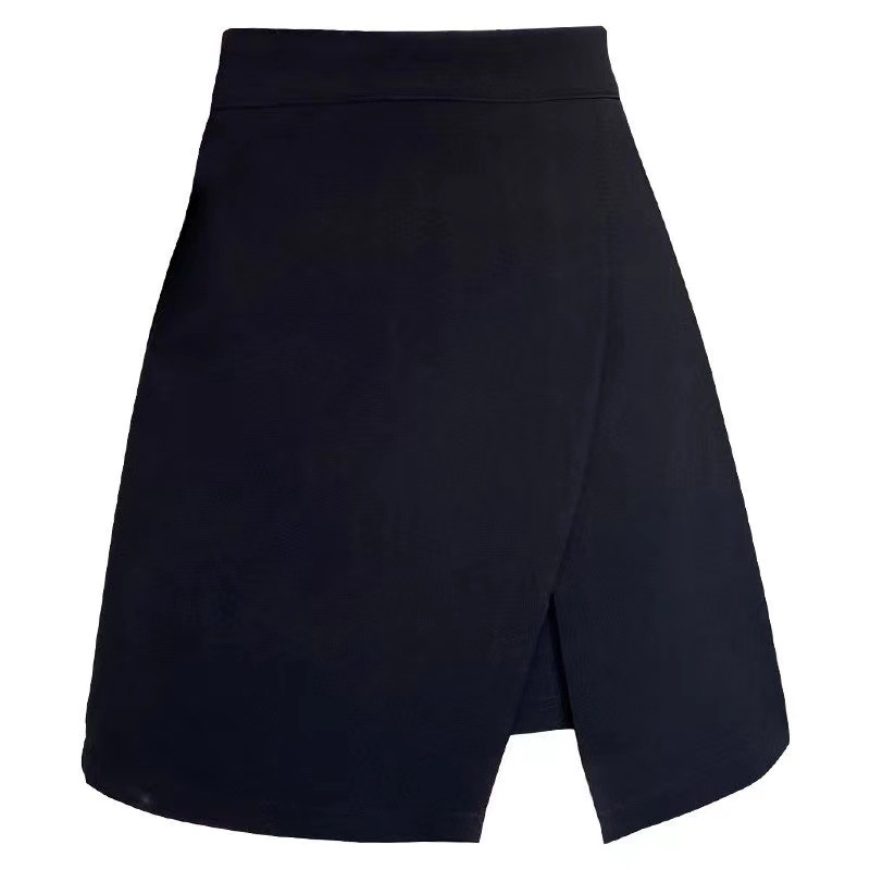 Split Black Skirt chubby girl Belly Covering A- Line Skirt Women's plus size Irregular 2024 Spring and Summer High Waist Slimming