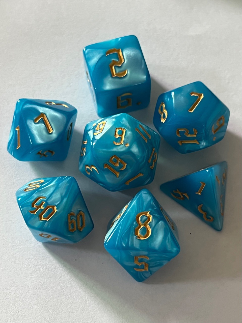 Picture of 7 sets of new font Pearl pattern Macron color series multi-sided dice digital dice DND PRTG running group tour