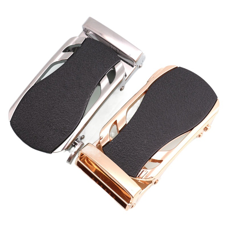 Hongsheng manufacturers 4.0 belt spring automatic buckle head frosted men's belt buckle alloy black two-piece buckle