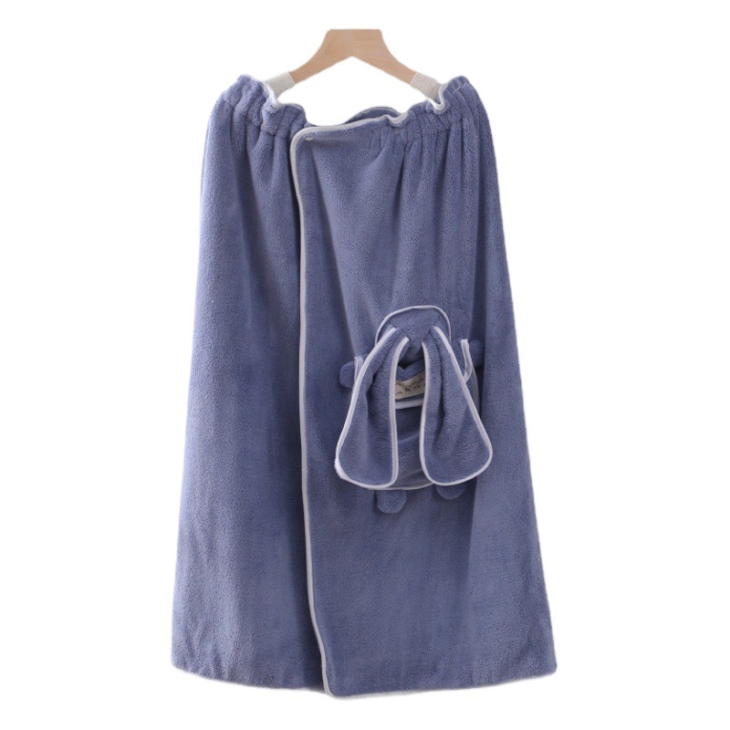 New Coral Fleece Bath Skirt Household Women's Chest Wrapping Bathrobe with Pocket Absorbent Non-linting Bath Towel Adult Tube Top Bath Skirt