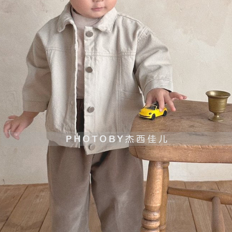 Picture of Ins Korean Style Boys and Girls Spring New Children's Jacket Handsome Fashion Laps Side Bag Children's Jacket Denim Cardigan