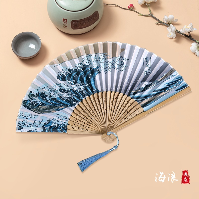Picture of Folding Fan Bamboo Ancient Fan Student Girl Chinese Style Small Fan Scenic Spot Export Wholesale Retail Gift Decorative Fan