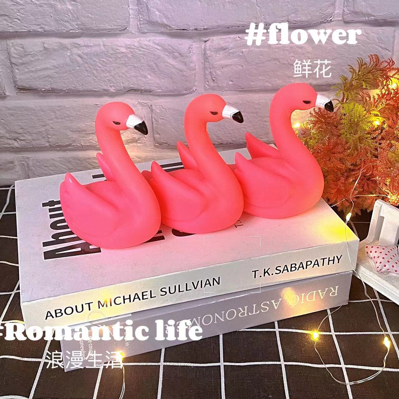 Picture of ins style mini Flamingo LED luminous romantic atmosphere lamp bedroom bedside baking cake decoration night light