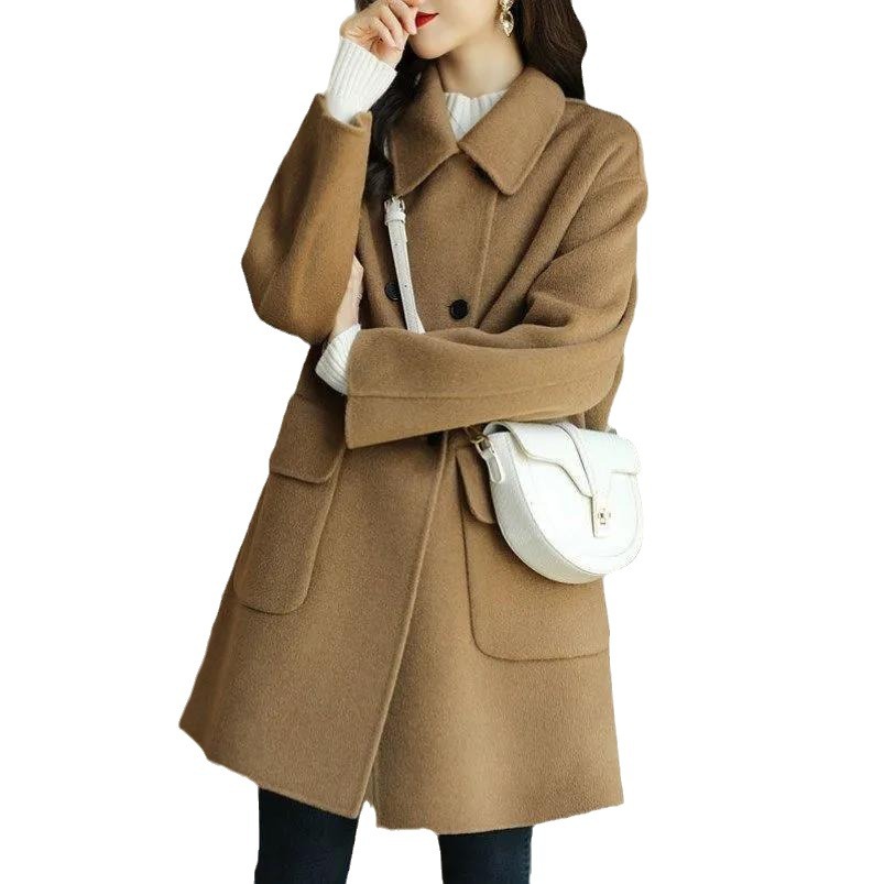 Picture of Woolen Coat Women's 2023 Autumn and Winter New Age-reducing Thickened Korean Style Warm Mid-length Loose Small Women's Coat
