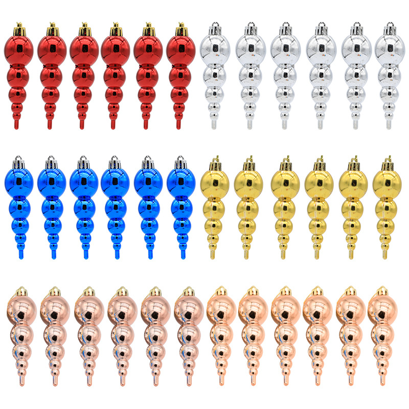 Cross-border new wholesale gourd string plastic electroplating decorative props Christmas tree layout Christmas Gift Festival ball