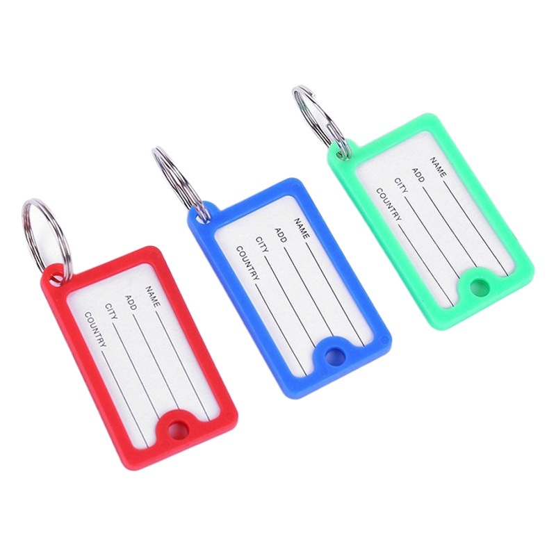 Plastic Square Portable Key Tag Flip Cover Double-Sided Classification Marker Boarding Pass Barrel Keychain Accessory Creative