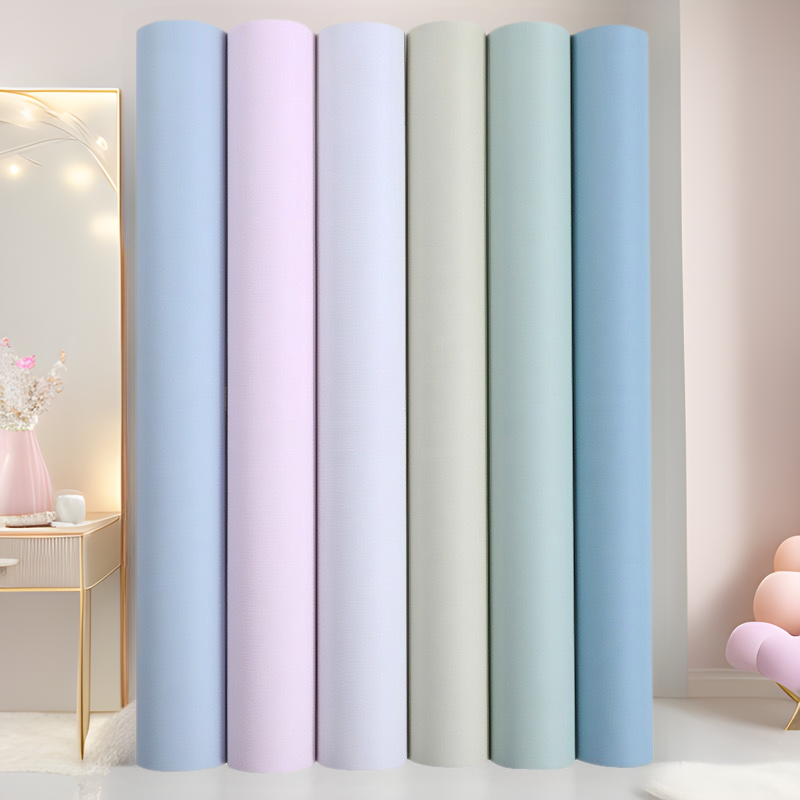 Macaron Wallpaper Solid Color Sticker Bedroom Bedroom Wardrobe Door Decorative Sticker Waterproof Self-adhesive Wallpaper