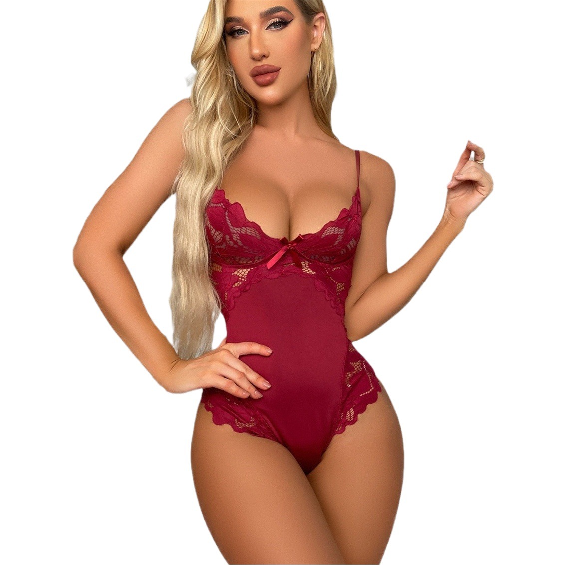 Cross-border supply European and American Foreign trade sexy lingerie sexy women's sling one-piece lace perspective underwear factory wholesale