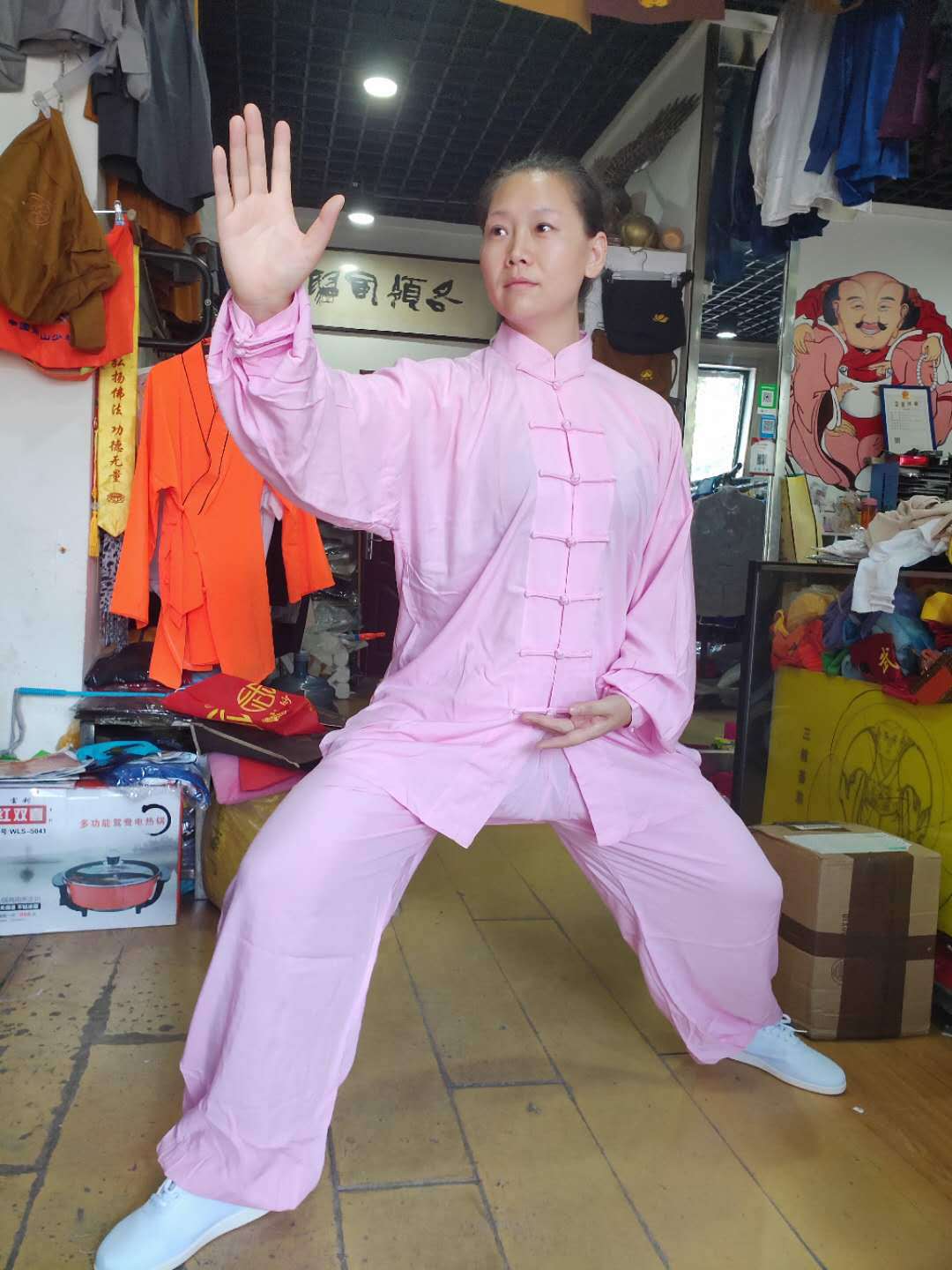 Picture of Long sleeve cotton silk Tai chi practice clothes summer men's and women's 5-color fitness clothes suit tai chi morning exercise performance clothing