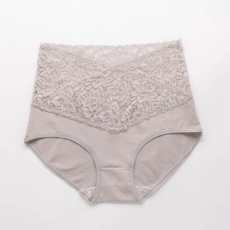 Picture of New V Neck High-Waisted Underwear for Women, Pure Cotton, Antibacterial Crotch Lace, Hot Temptation, Girls' Tummy Control Briefs 8808