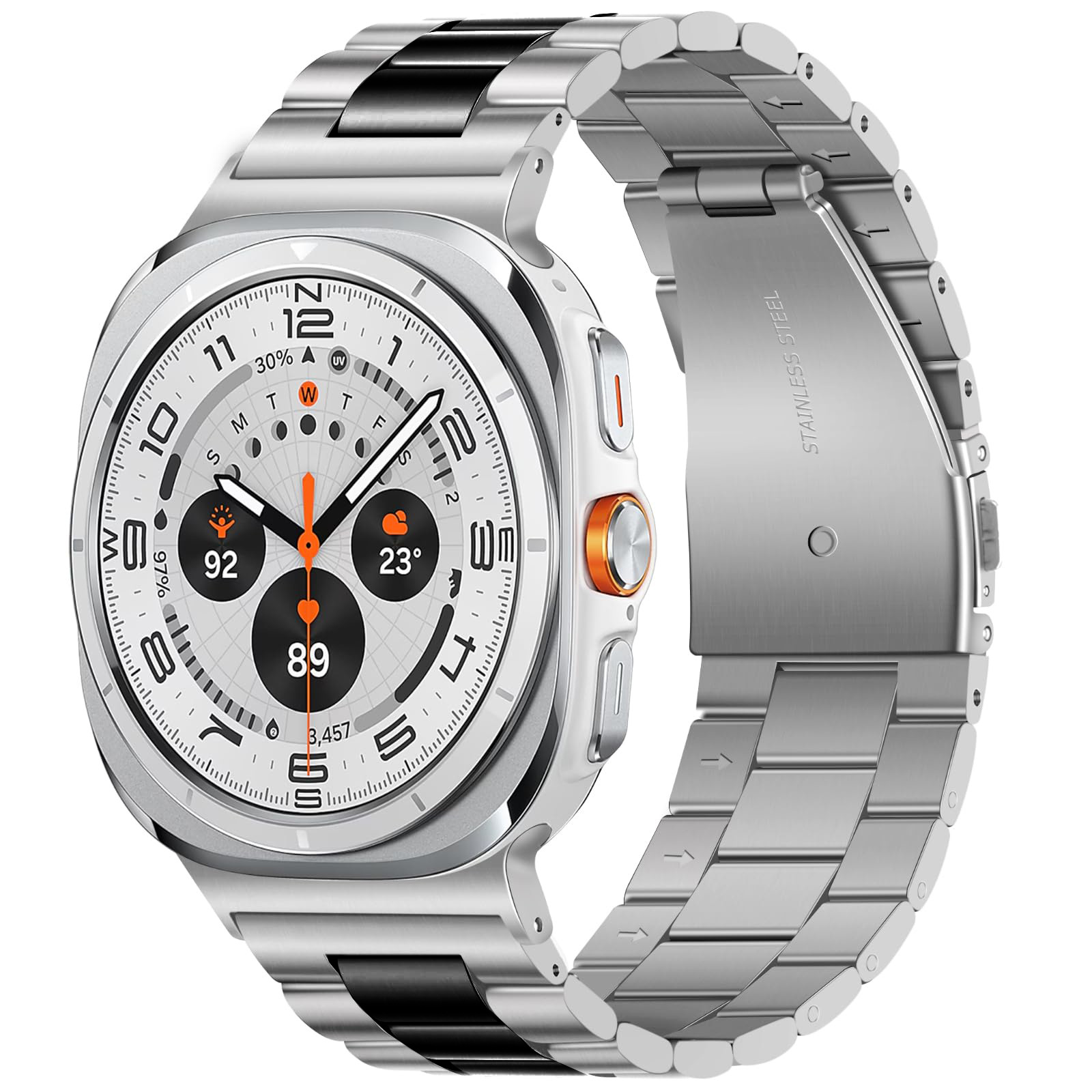 Picture of Suitable for Samsung Galaxy Watch8 Stainless Steel Metal Three-Bead Business Strap Samsung Ultra Strap