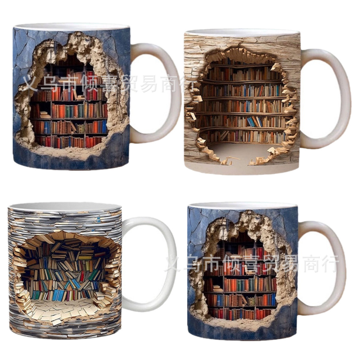 Picture of Cross-border new ceramic 3D Bookshelf Mug creative space design multi-purpose Mug