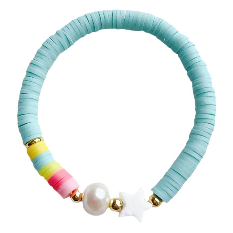 Handmade DIY Bracelet suit Multi-layer Stacked Bohemian Style Soft Ceramic Beaded Natural Shell Five-pointed Star Bracelet