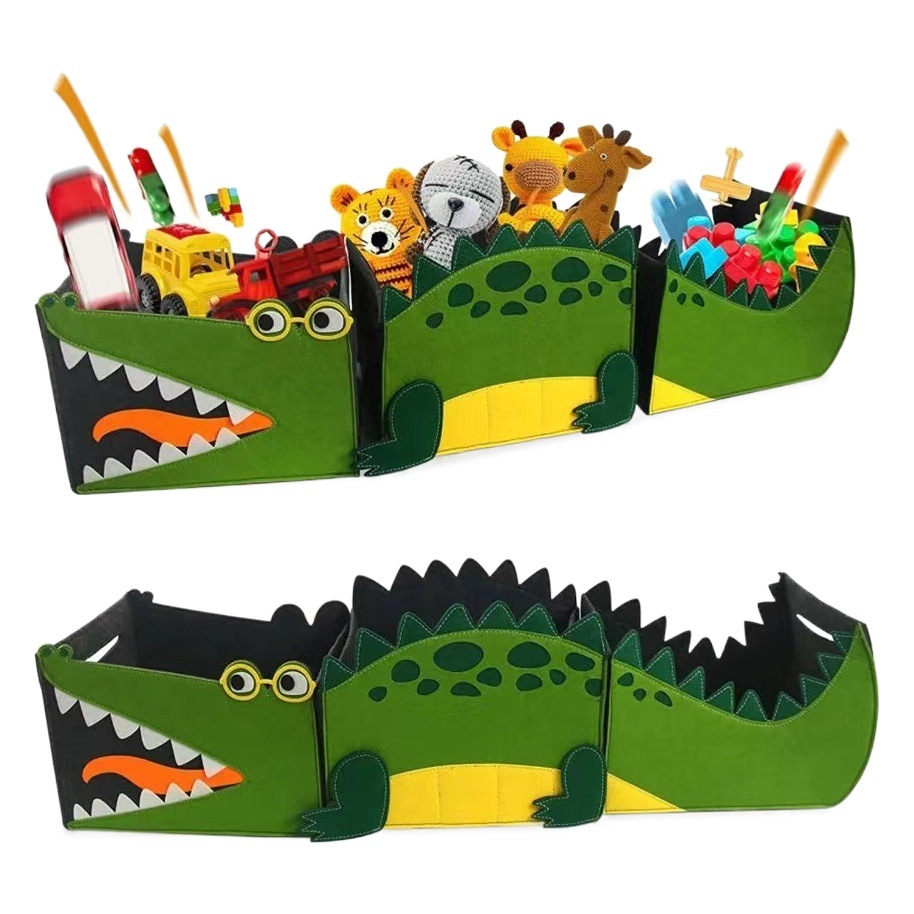 Cross-Border felt storage basket detachable children's toy oversized storage basket felt crocodile storage basket