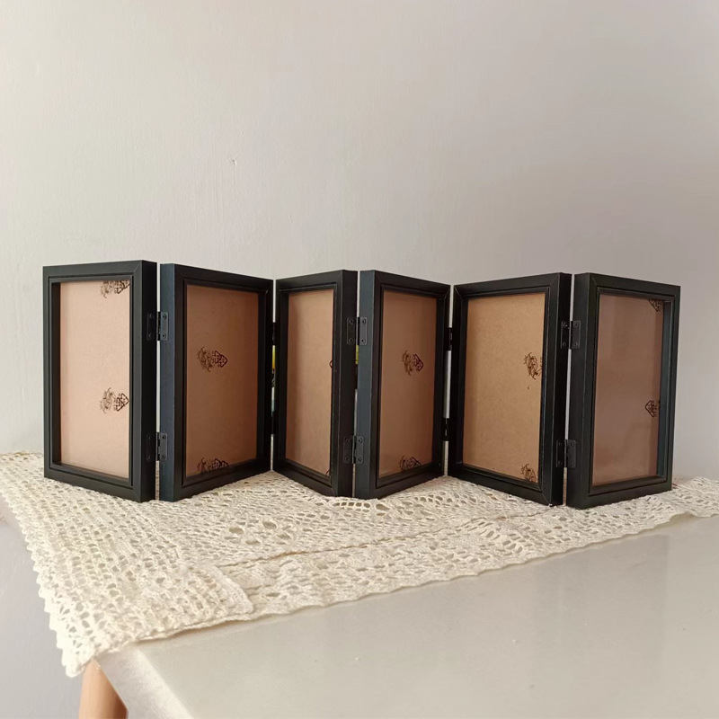 Picture of Creative One-Piece Combination Foldableing Photo Frame Table Two-Part Triple 6-Inch 7inch 8inch Photo Studio Wooden 70% off Photo Frame