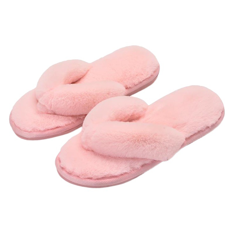 2025 New Autumn and Winter Indoor Flip-Flop Cotton Slippers Women's Anti-Slip Home Rabbit Fur Flip-Flops Export Foreign Trade Wholesale