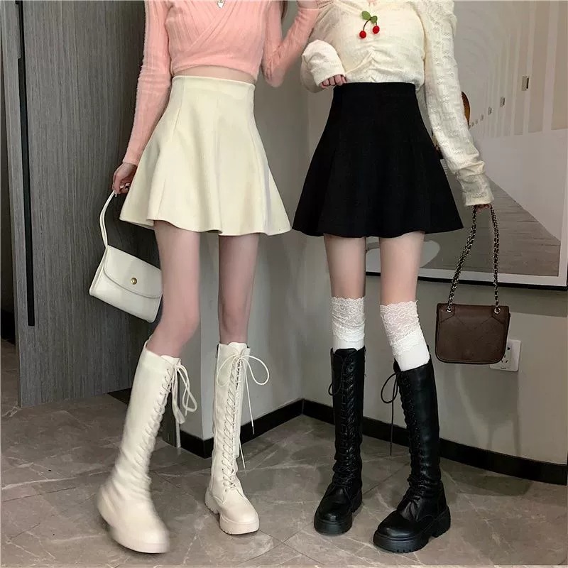 Corduroy skirt women's spring dress 2023 new fashion umbrella skirt high waist slimming temperament A- line skirt ins