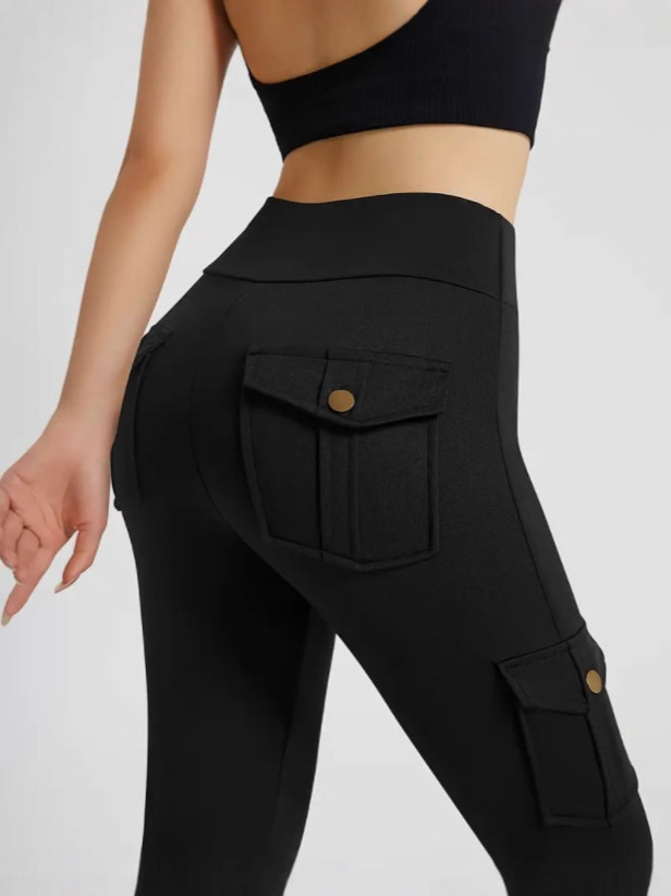 Picture of Pocket Fitness Pants Women's Stretch Tight Sexy Sports Pants High Waist Quick-drying Running Bodybuilding Pants Crowning Pants