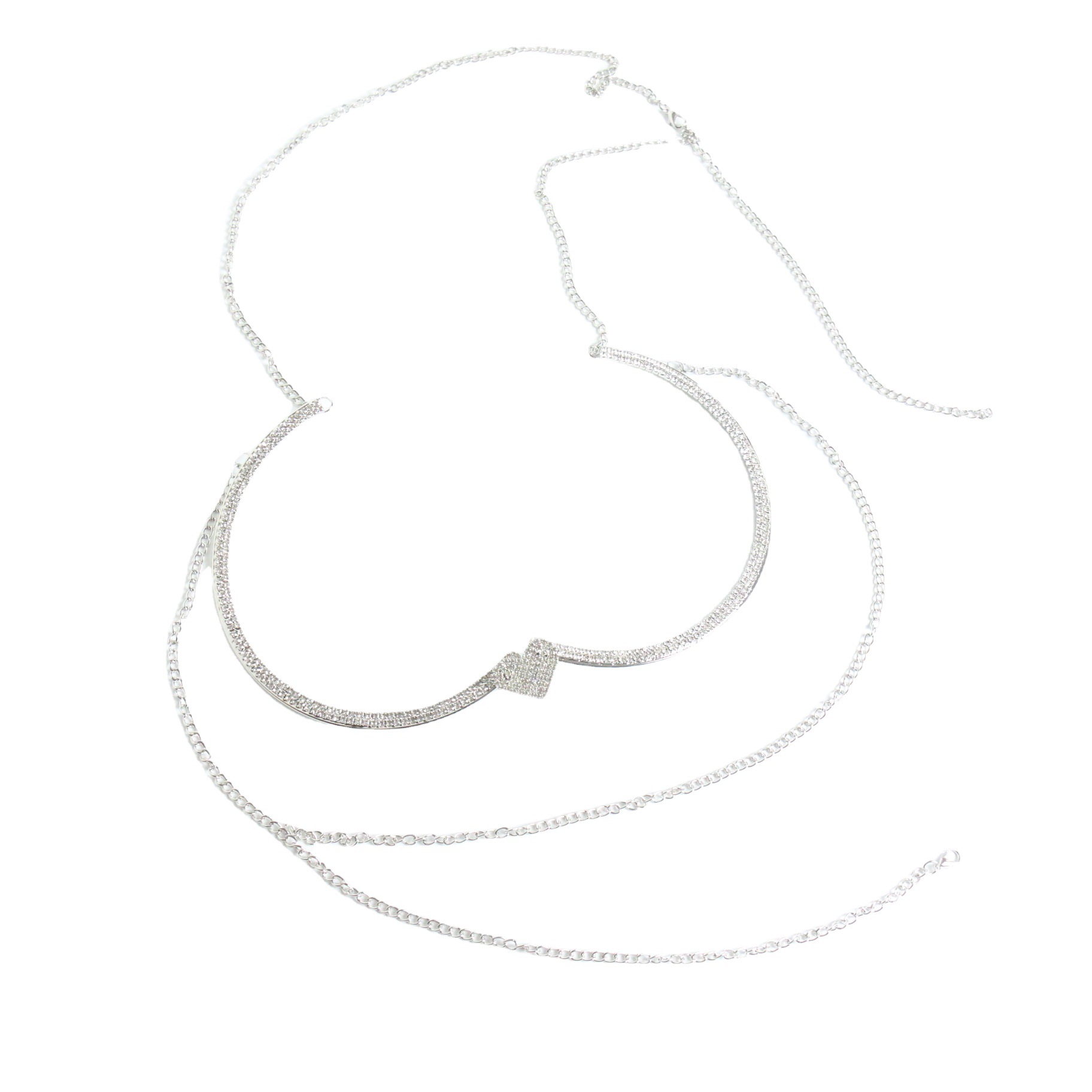 Picture of European and American fashion rhinestone love chest support sexy heart-shaped chest decoration performance catwalk body chain Diamond chest accessories