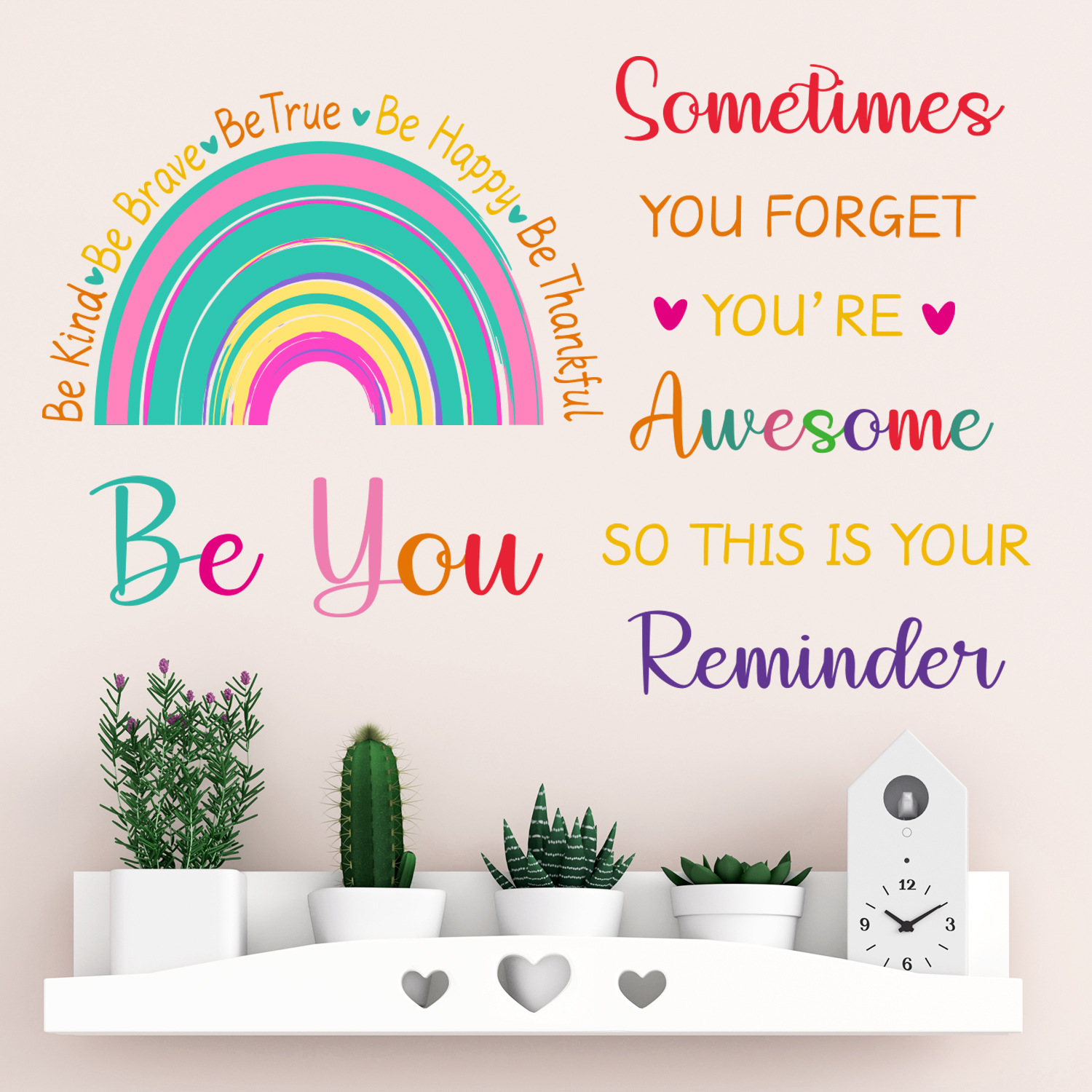 BE YOU Letter Rainbow Background Wall Sticker Bedroom Study Kindergarten Decoration Cross Border Removable MUP1890