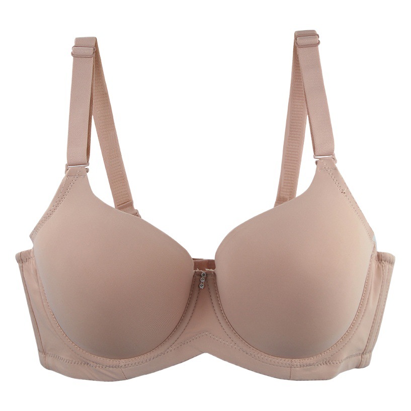 Cross-border foreign trade thin Cup European and American plus size bra glossy seamless gathered with steel ring chubby girl thin Amazon