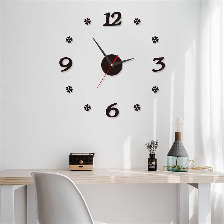 Simple creative clock personalized bedroom wall clock home punch-free decorative wall sticker clock mute acrylic wall clock