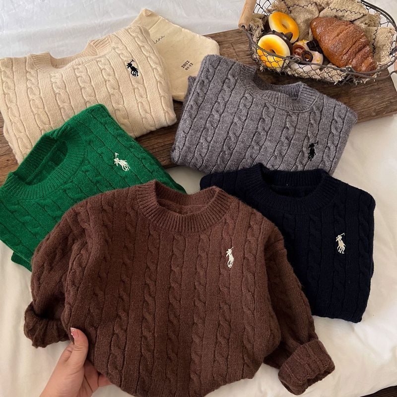 [in stock boys and girls autumn fashion brand sweater Korean children baby autumn and winter pullover long sleeve knitted round neck